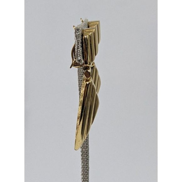 Givenchy Vintage Clip On Earrings - Gold Toned Door Knocker Triangle - Picture 5 of 12